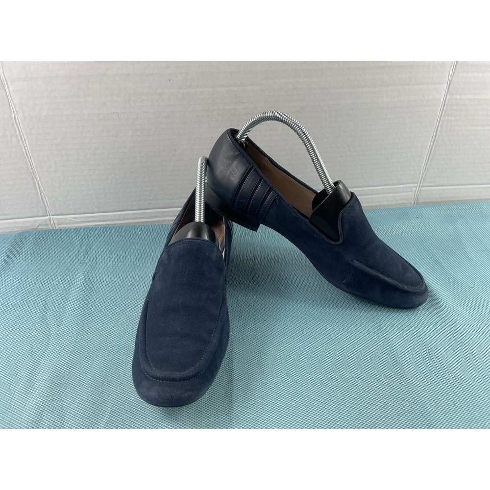 Karl Lagerfeld Flats Loafer Women 8.5M Shoes Blue Black Suede Leather Slipon Moc